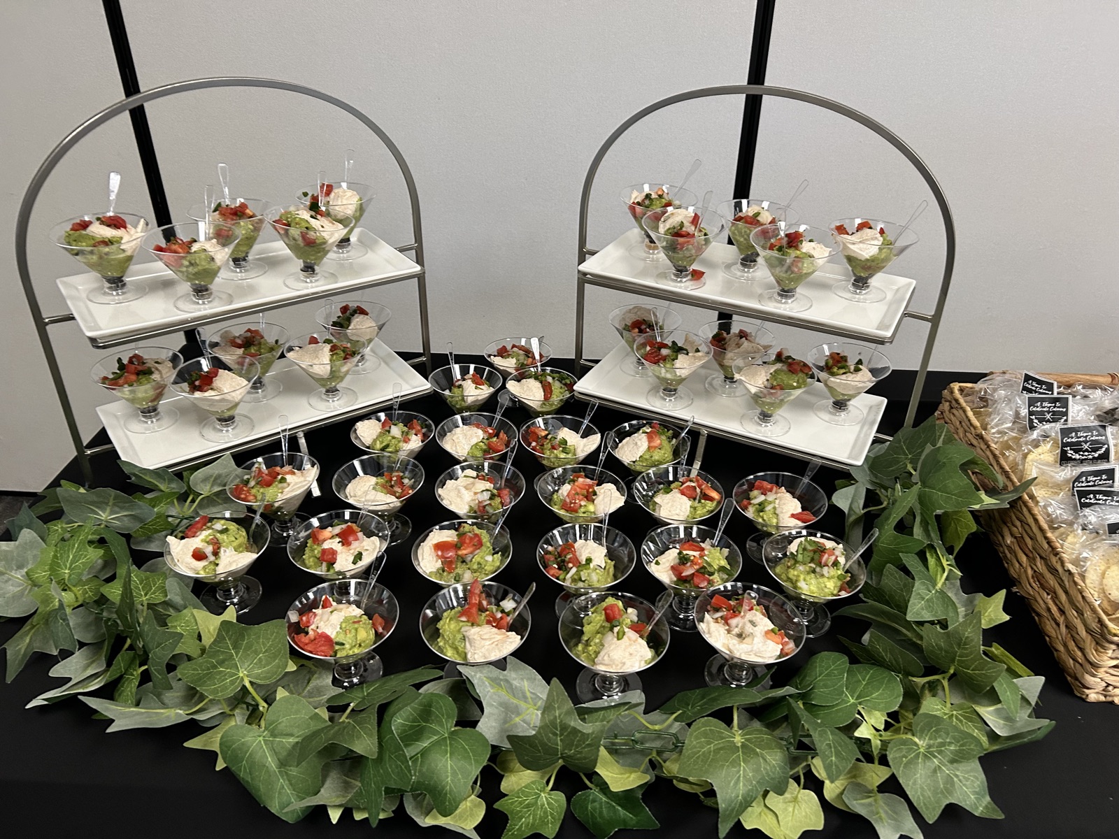 Individual salad cups with elegant presentation