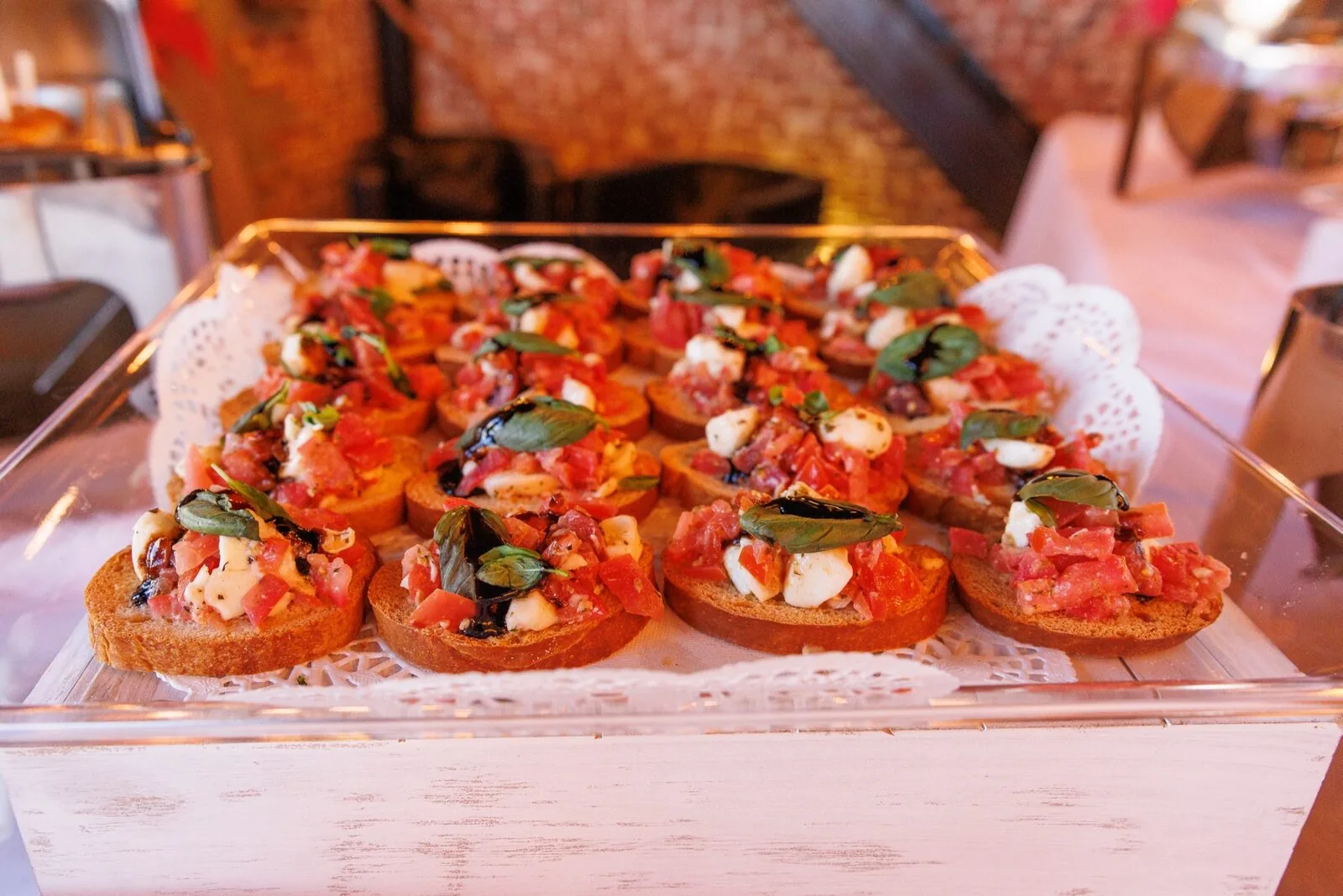 Bruschetta crostini appetizer tray